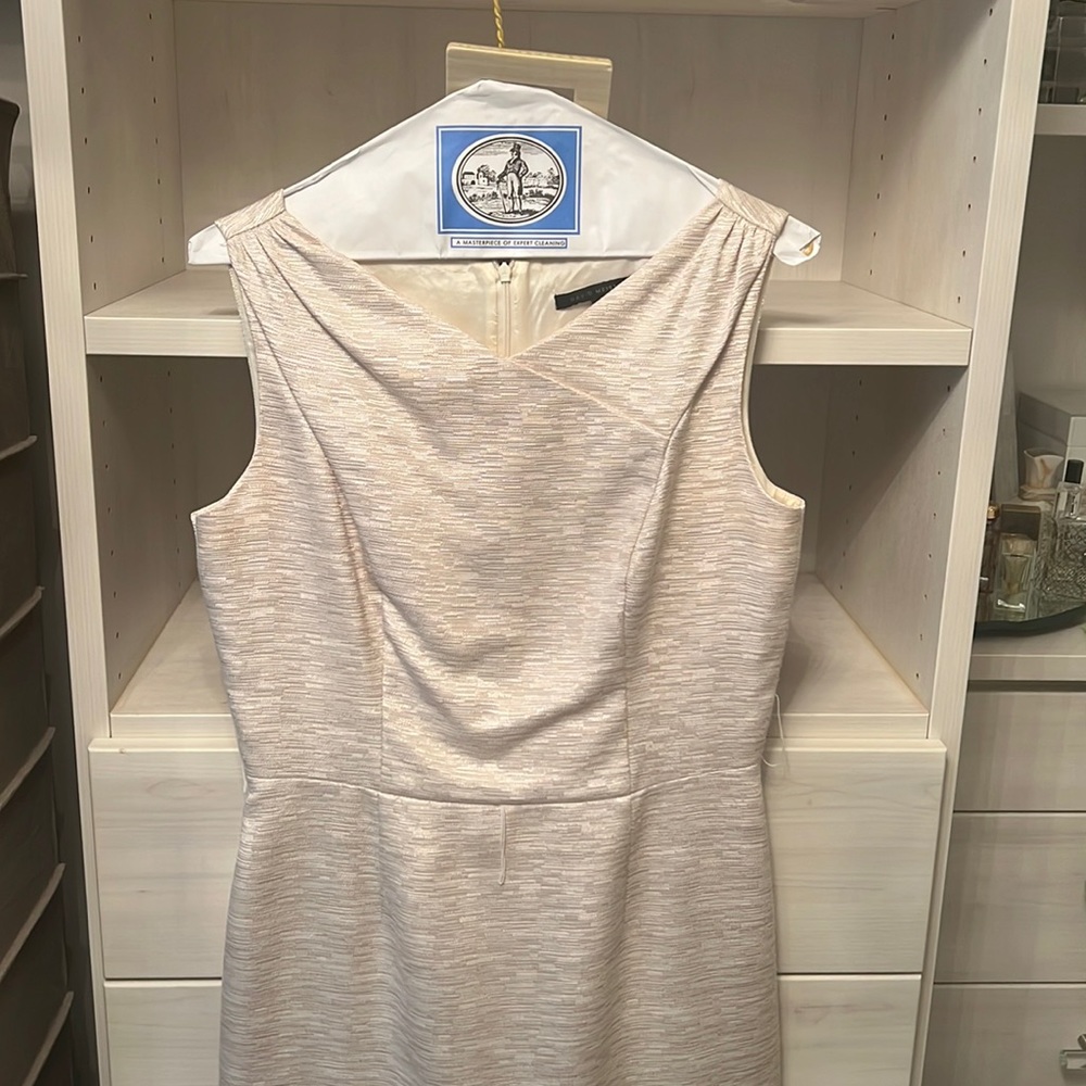 David Meister Champagne Sleeveless Belted Cocktail Dress - Size 6